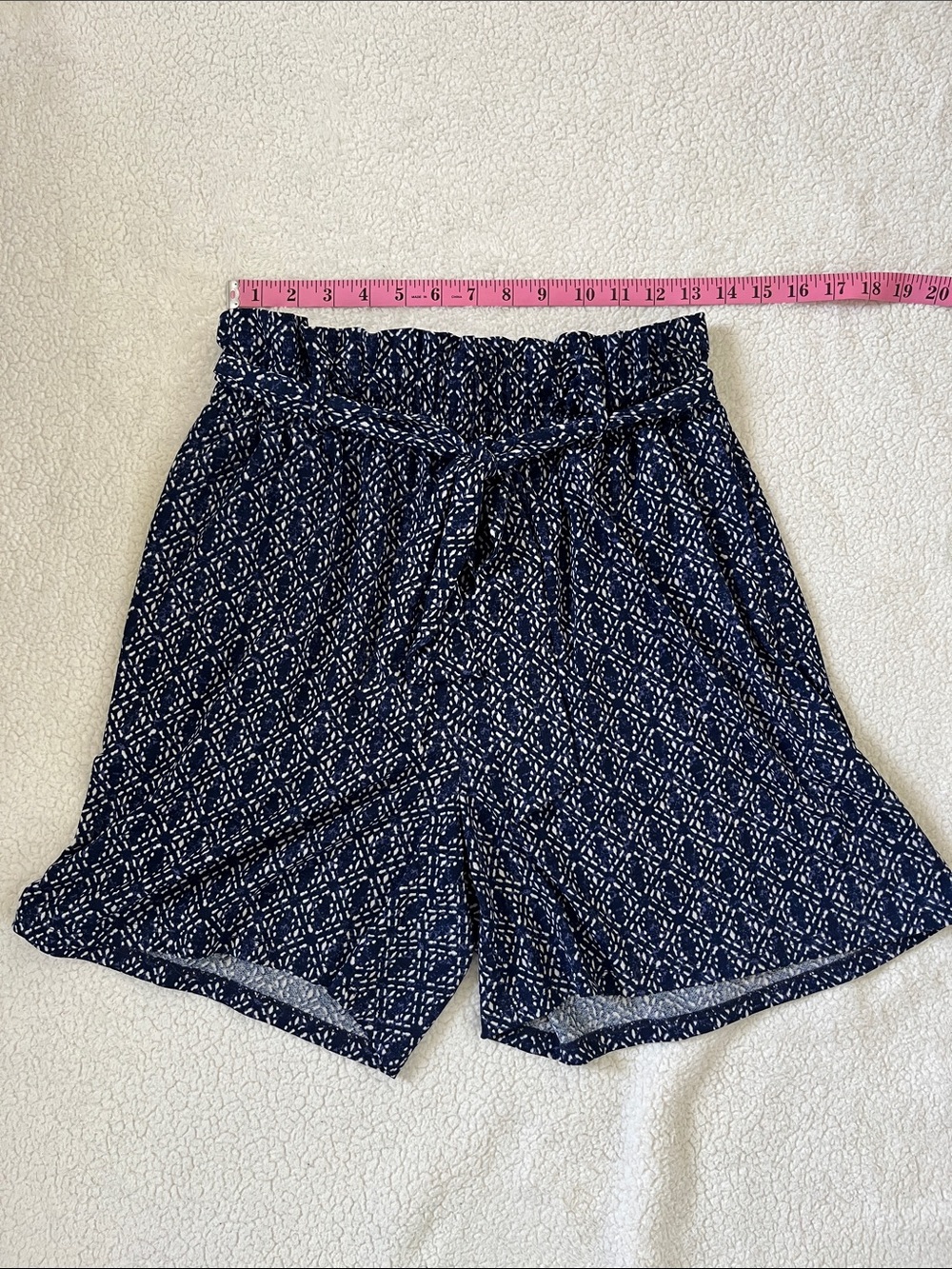 LuLaRoe Navy Printed Paperbag Waist Shorts
